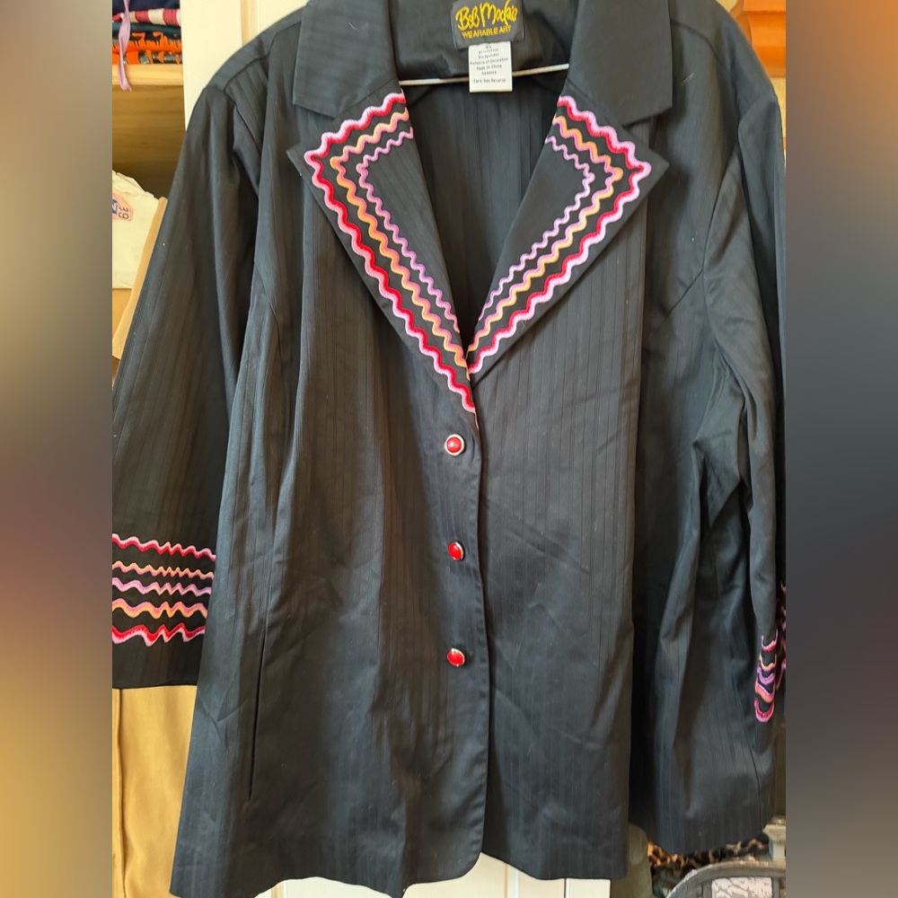 Bob Mackie Black Jacket with Pink Accents size 3x